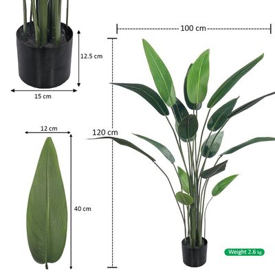 Yatai Bird of Paradise Artificial Plants with Pots, Realistic Faux Plants with Flexible Stem & Green Leaves, Maintenance-Free & No Watering Fake Plants for Home, Office, Event, Commercial Use (120cm)