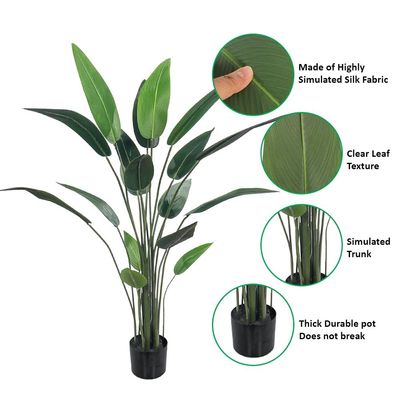 Yatai Bird of Paradise Artificial Plants with Pots, Realistic Faux Plants with Flexible Stem & Green Leaves, Maintenance-Free & No Watering Fake Plants for Home, Office, Event, Commercial Use (120cm)