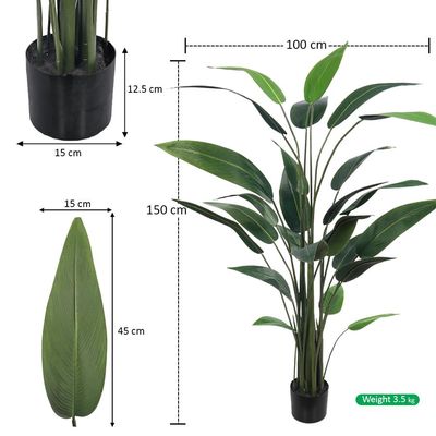 Yatai Bird of Paradise Artificial Plants with Pots, Realistic Faux Plants with Flexible Stem & Green Leaves, Maintenance-Free & No Watering Fake Plants for Home, Office, Event, Commercial Use (150cm)