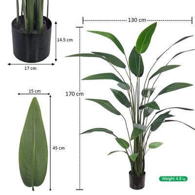 Yatai Bird of Paradise Artificial Plants with Pots, Realistic Faux Plants with Flexible Stem & Green Leaves, Maintenance-Free & No Watering Fake Plants for Home, Office, Event, Commercial Use (180cm)