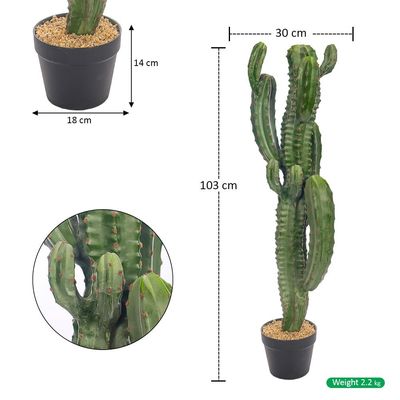 Yatai Artificial Cactus Plant, Realistic Green Succulent Fake Plants with Pot, Maintenance-Free, Waterproof & UV Resistant Decorative Faux Plant for Indoor & Outdoor Home, Office, Event Decor (105cm)