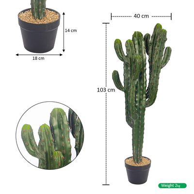 Yatai Artificial Cactus Plant, Realistic Green Succulent Fake Plants with Pot, Maintenance-Free, Waterproof & UV Resistant Decorative Faux Plant for Indoor & Outdoor Home, Office, Event Decor (103cm)