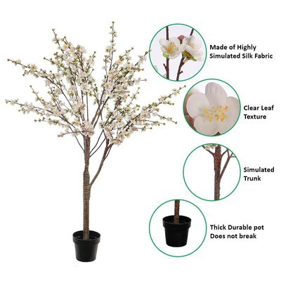 Yatai Artificial Cherry Blossom Tree, Realistic Silk Flowers & Delicate Branches Faux Tree, Waterproof, UV Resistant & Maintenance-Free Fake Plants for Home Office Events & Wedd Decor (White, 180cm)