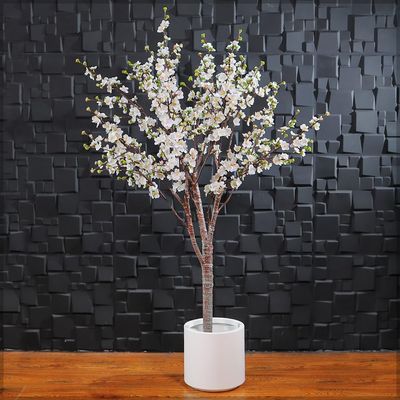 Yatai Artificial Cherry Blossom Tree, Realistic Silk Flowers & Delicate Branches Faux Tree, Waterproof, UV Resistant & Maintenance-Free Fake Plants for Home Office Events & Wedd Decor (White, 180cm)
