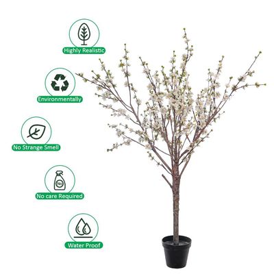 Yatai Artificial Cherry Blossom Tree, Realistic Silk Flowers & Delicate Branches Faux Tree, Waterproof, UV Resistant & Maintenance-Free Fake Plants for Home Office Events & Wedd Decor (White, 220cm)