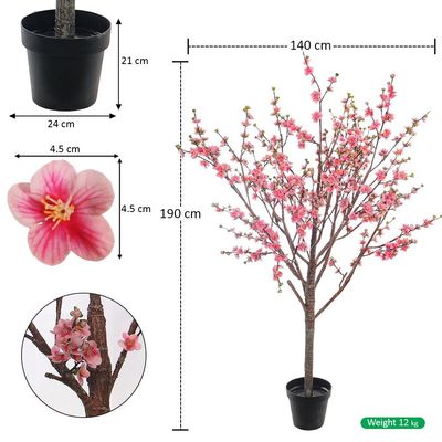 Yatai Artificial Cherry Blossom Tree, Realistic Silk Flowers & Delicate Branches Faux Tree, Waterproof, UV Resistant & Maintenance-Free Fake Plants for Home Office Events & Wedd Decor (Pink, 220cm)