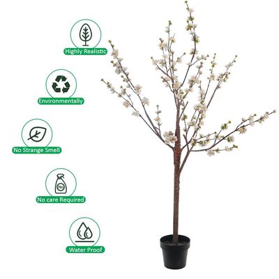 Yatai Artificial Cherry Blossom Tree, Realistic Silk Flowers & Delicate Branches Faux Tree, Waterproof, UV Resistant & Maintenance-Free Fake Plants for Home Office Events & Wedd Decor (White, 170cm)