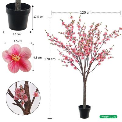 Yatai Artificial Cherry Blossom Tree, Realistic Silk Flowers & Delicate Branches Faux Tree, Waterproof, UV Resistant & Maintenance-Free Fake Plants for Home Office Events & Wedd Decor (Pink, 180cm)