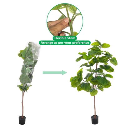 Yatai Artificial Fiddle Leaf Fig Tree, Realistic Green Leaves Fake Plants with Pot & Flexible Branches for Custom Arrangement, Long-Lasting & Maintenance-Free Faux Plant for Home Office Decor (190cm)
