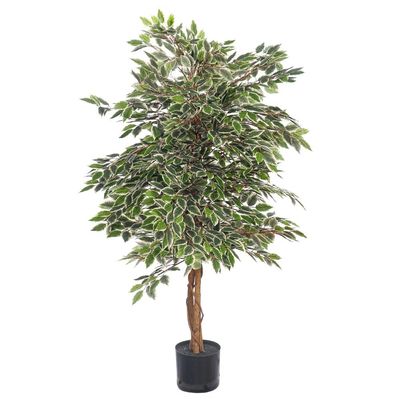 Yatai Artificial Variegated Ficus Plant, Realistic Green Leaves Fake Plant with Pot & Flexible Branches for Custom Arrangement, Long-Lasting & Maintenance-Free Faux Plant for Home Event Decor (120cm)