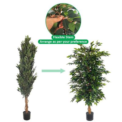 Yatai Artificial Ficus Tree, Realistic Green Leaves Fake Plants with Flexible Stems & Pot, UV Resistant, Waterproof & Maintenance-Free Faux Plants, Floor Plant for Home Office Event Decor (150cm)