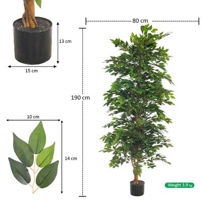 Yatai Artificial Ficus Tree, Realistic Green Leaves Fake Plants with Flexible Stems & Pot, UV Resistant, Waterproof & Maintenance-Free Faux Plants, Floor Plant for Home Office Event Decor (180cm)