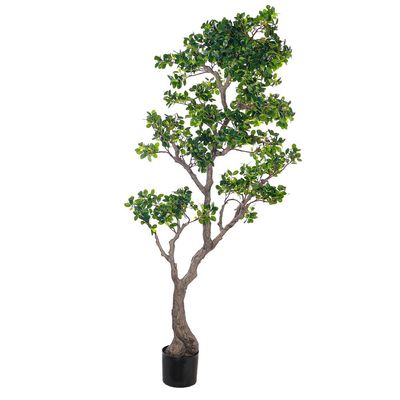 Yatai Artificial Bonsai Tree with Exposed Root, Highly Realistic Green Leaves Fake Plants with Durable Base, Maintenance-Free, UV Resistant Faux Plants for Home Office Garden & Commercial Use (170cm)