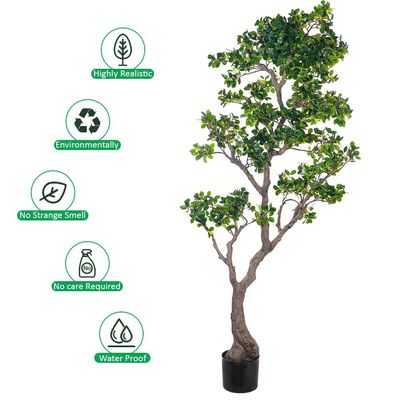 Yatai Artificial Bonsai Tree with Exposed Root, Highly Realistic Green Leaves Fake Plants with Durable Base, Maintenance-Free, UV Resistant Faux Plants for Home Office Garden & Commercial Use (170cm)