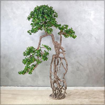 Yatai Artificial Bonsai Tree with Exposed Root, Highly Realistic Green Leaves Fake Plants with Durable Base, Maintenance-Free, UV Resistant Faux Plants for Home Office Garden & Commercial Use (200cm)