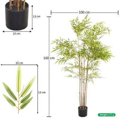 Yatai Artificial Bamboo Tree, Nearly Natural Artificial Plant with Pots, Realistic Green Leaves Fake Plants, UV Resistant & Maintenance-Free Faux Plants for Home, Office, Event & Garden Decor (160cm)