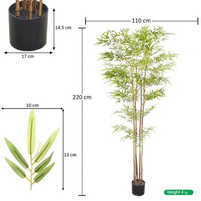 Yatai Artificial Bamboo Tree, Nearly Natural Artificial Plant with Pots, Realistic Green Leaves Fake Plants, UV Resistant & Maintenance-Free Faux Plants for Home, Office, Event & Garden Decor (220cm)