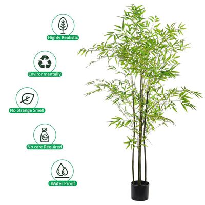 Yatai Artificial Bamboo Tree, Nearly Natural Artificial Plant with Pots, Realistic Green Leaves Fake Plants, UV Resistant & Maintenance-Free Faux Plants for Home, Office, Event & Garden Decor (150cm)