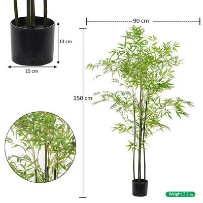 Yatai Artificial Bamboo Tree, Nearly Natural Artificial Plant with Pots, Realistic Green Leaves Fake Plants, UV Resistant & Maintenance-Free Faux Plants for Home, Office, Event & Garden Decor (150cm)