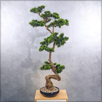 Yatai Artificial Bonsai Tree, Realistic Japanese Zen Pine Faux Tree with Green Leaves & Pot, Maintenance-Free & Long Lasting Water-Resistant & Odorless Fake Plant for Home Office Event Decor (115cm)