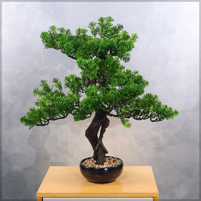 Yatai Artificial Pine Bonsai Tree, Realistic Faux Plant with Green Leaves & Pot, Maintenance-Free & Water-Resistant Faux Tree, No Watering & Odorless Fake Plants for Home Office Event Decor (55cm)
