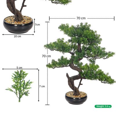 Yatai Artificial Pine Bonsai Tree, Realistic Faux Plant with Green Leaves & Pot, Maintenance-Free & Water-Resistant Faux Tree, No Watering & Odorless Fake Plants for Home Office Event Decor (70cm)