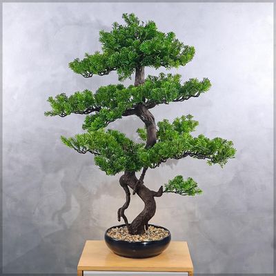 Yatai Artificial Pine Bonsai Tree, Realistic Faux Plant with Green Leaves & Pot, Maintenance-Free & Water-Resistant Faux Tree, No Watering & Odorless Fake Plants for Home Office Event Decor (90cm)