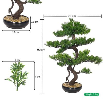 Yatai Artificial Pine Bonsai Tree, Realistic Faux Plant with Green Leaves & Pot, Maintenance-Free & Water-Resistant Faux Tree, No Watering & Odorless Fake Plants for Home Office Event Decor (90cm)