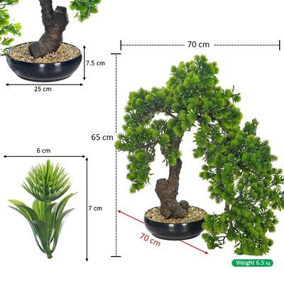 Yatai 65cm Artificial Bonsai Tree, Realistic Japanese Zen Pine Faux Tree with Green Leaves & Pot, Maintenance-Free & Long Lasting Water-Resistant & Odorless Fake Plant for Home, Office & Event Decor