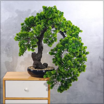 Yatai 65cm Artificial Bonsai Tree, Realistic Japanese Zen Pine Faux Tree with Green Leaves & Pot, Maintenance-Free & Long Lasting Water-Resistant & Odorless Fake Plant for Home, Office & Event Decor