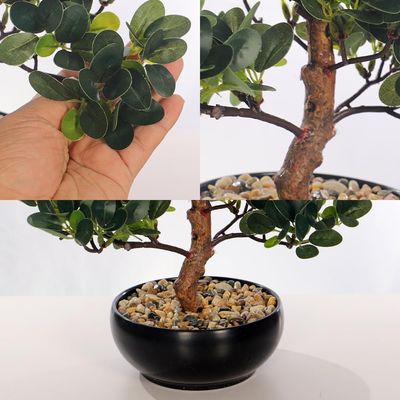 Yatai Artificial Bonsai Tree, Lifelike Faux Plants with Round Green Leaves & Pot, Long Lasting & Maintenance-Free Faux Tree, No Watering & Odorless Fake Plants for Home Office Event Decor (30cm)