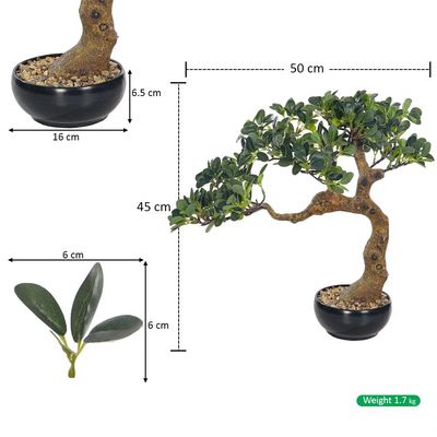 Yatai Artificial Bonsai Tree, Lifelike Faux Plants with Round Green Leaves & Pot, Long Lasting & Maintenance-Free Faux Tree, No Watering & Odorless Fake Plants for Home Office Event Decor (50cm)