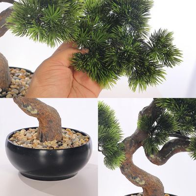 Yatai 40cm Artificial Japanese Pine Bonsai Tree, Lifelike Faux Tree with Green Leaves & Pot, Maintenance-Free & Long Lasting Faux Plants, Odorless & Waterproof Fake Plants Event, Office & Home Decor