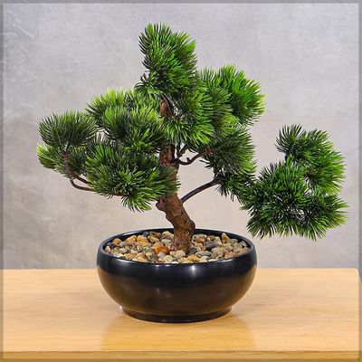 Yatai 30cm Artificial Japanese Pine Bonsai Tree, Lifelike Faux Tree with Green Leaves & Pot, Maintenance-Free & Long Lasting Faux Plants, Odorless & Waterproof Fake Plants Event, Office & Home Decor