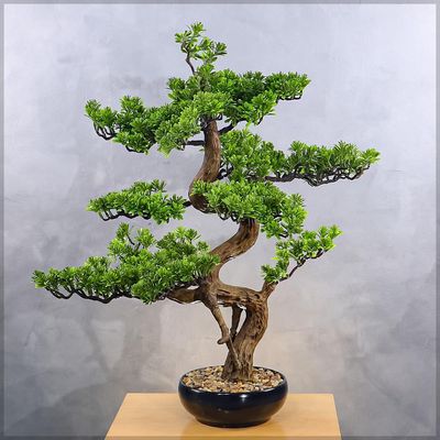 Yatai 70cm Artificial Bonsai Tree, Realistic Japanese Zen Pine Faux Plant with Green Leaves & Pot, Maintenance-Free & Long Lasting Faux Tree, No Watering & Odorless Fake Plants for Home Office Event