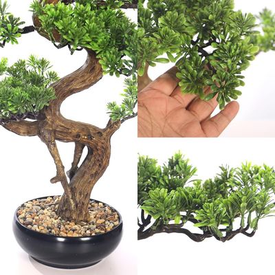 Yatai 70cm Artificial Bonsai Tree, Realistic Japanese Zen Pine Faux Plant with Green Leaves & Pot, Maintenance-Free & Long Lasting Faux Tree, No Watering & Odorless Fake Plants for Home Office Event
