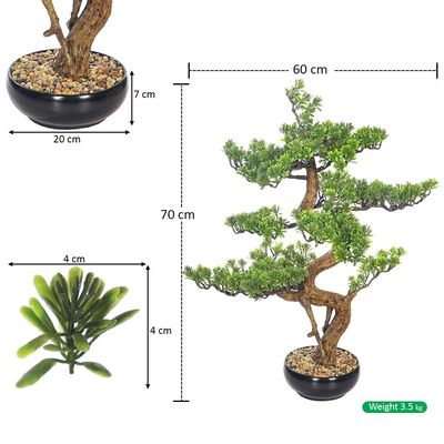 Yatai 70cm Artificial Bonsai Tree, Realistic Japanese Zen Pine Faux Plant with Green Leaves & Pot, Maintenance-Free & Long Lasting Faux Tree, No Watering & Odorless Fake Plants for Home Office Event