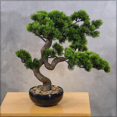 Yatai 45cm Artificial Pine Bonsai Tree, Realistic Faux Plant with Green Leaves & Pot, Maintenance-Free & Water-Resistant Faux Tree, No Watering & Odorless Fake Plants for Home, Office Event Decor