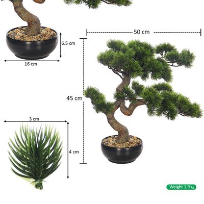 Yatai 45cm Artificial Pine Bonsai Tree, Realistic Faux Plant with Green Leaves & Pot, Maintenance-Free & Water-Resistant Faux Tree, No Watering & Odorless Fake Plants for Home, Office Event Decor