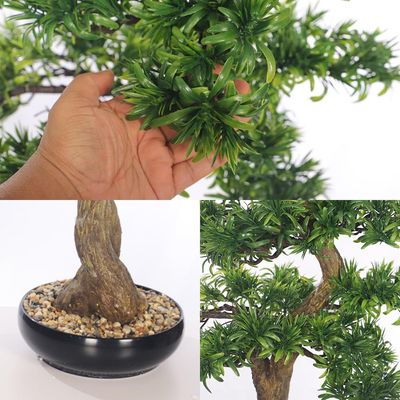 Yatai 100cm Artificial Pine Bonsai Tree, Realistic Faux Plant with Green Leaves & Pot, Maintenance-Free & Water-Resistant Faux Tree, No Watering & Odorless Fake Plants for Home, Office Event Decor