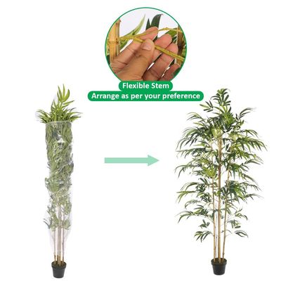 Yatai 6.5ft Artificial Bamboo Tree, Realistic Faux Plant with Flexible Stems, Green Leaves & Pot, Waterproof, UV Resistant, Maintenance-Free Fake Plants for Indoor & Outdoor, Home Office Patio Decor