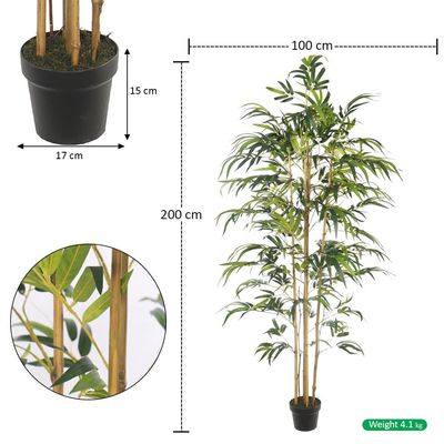 Yatai 6.5ft Artificial Bamboo Tree, Realistic Faux Plant with Flexible Stems, Green Leaves & Pot, Waterproof, UV Resistant, Maintenance-Free Fake Plants for Indoor & Outdoor, Home Office Patio Decor