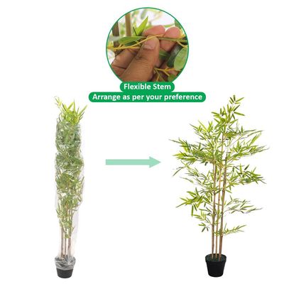 Yatai 4.2ft Artificial Bamboo Tree, Likelike Faux Plants with Lush Green Leaves, Bendable Stems & Pots, Maintenance-Free, Waterproof, & UV Resistant Fake Plants for Living Room, Office, Patio Decor