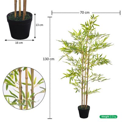 Yatai 4.2ft Artificial Bamboo Tree, Likelike Faux Plants with Lush Green Leaves, Bendable Stems & Pots, Maintenance-Free, Waterproof, & UV Resistant Fake Plants for Living Room, Office, Patio Decor