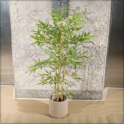 Yatai 4.2ft Artificial Bamboo Tree, Likelike Faux Plants with Lush Green Leaves, Bendable Stems & Pots, Maintenance-Free, Waterproof, & UV Resistant Fake Plants for Living Room, Office, Patio Decor