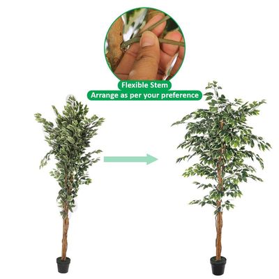 Yatai 6.2ft Tall Artificial Ficus Tree, Likelike Faux Plants with Lush Green Leaves, Bendable Stems & Pot, Maintenance-Free, Waterproof & UV Resistant Fake Plants for Home Office Patio & Event Decor