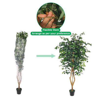 Yatai 6.5ft Tall Artificial Ficus Tree, Likelike Faux Plants with Lush Green Leaves, Bendable Stems & Pot, Maintenance-Free, Waterproof & UV Resistant Fake Plants for Home Office Patio & Event Decor