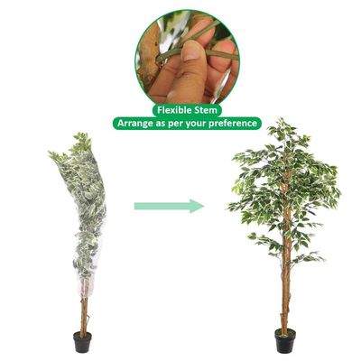 Yatai 6ft Tall Artificial Ficus Tree, Likelike Faux Plants with Lush Green Leaves, Bendable Stems & Pots, Maintenance-Free, Waterproof & UV Resistant Fake Plants for Home Office Event Decor (L-Green)