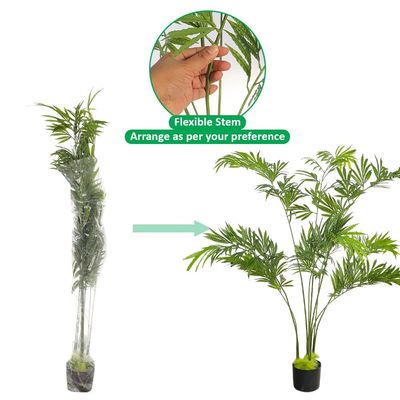 Yatai 4.5ft Artificial Palm Tree, Realistic Faux Tropical Plant with Green Leaves & Bendable Stems, Maintenance-Free, UV Resistant, Waterproof Fake Plant with Pot, Perfect for Home Office Patio Decor
