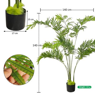Yatai 4.5ft Artificial Palm Tree, Realistic Faux Tropical Plant with Green Leaves & Bendable Stems, Maintenance-Free, UV Resistant, Waterproof Fake Plant with Pot, Perfect for Home Office Patio Decor